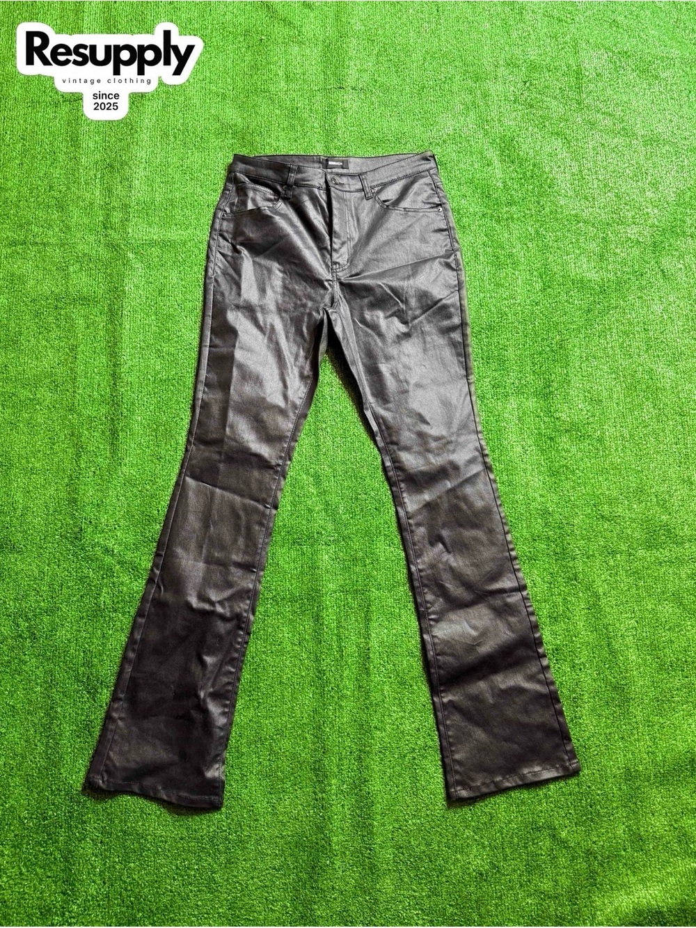 Fashion Nova Black Faux Leather Flared Men's Pants